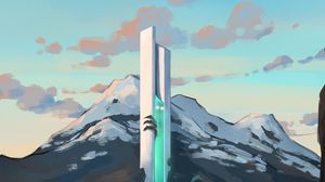 Preview wallpaper tower, mountains, fantasy, art