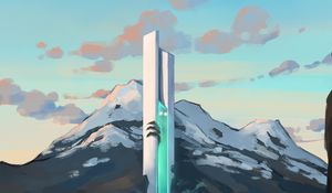 Preview wallpaper tower, mountains, fantasy, art