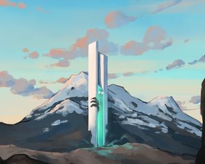 Preview wallpaper tower, mountains, fantasy, art