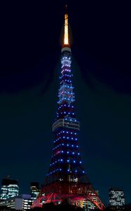 Preview wallpaper tower, night city, city lights, tokyo, japan, architecture