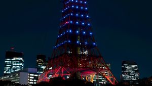 Preview wallpaper tower, night city, city lights, tokyo, japan, architecture