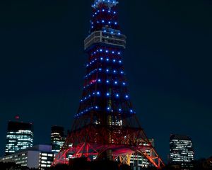 Preview wallpaper tower, night city, city lights, tokyo, japan, architecture