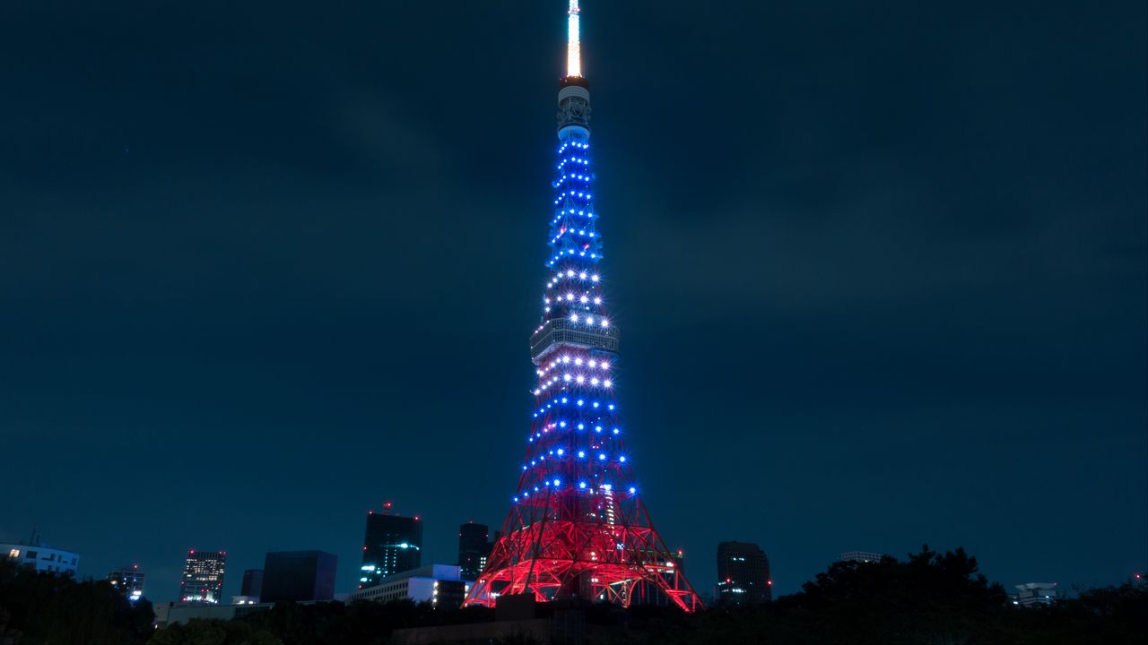 Wallpaper tower, night city, lights, city lights, tokyo