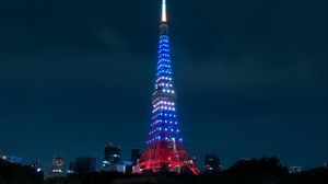 Preview wallpaper tower, night city, lights, city lights, tokyo