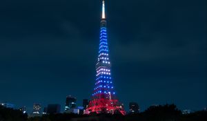 Preview wallpaper tower, night city, lights, city lights, tokyo