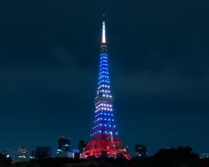 Preview wallpaper tower, night city, lights, city lights, tokyo