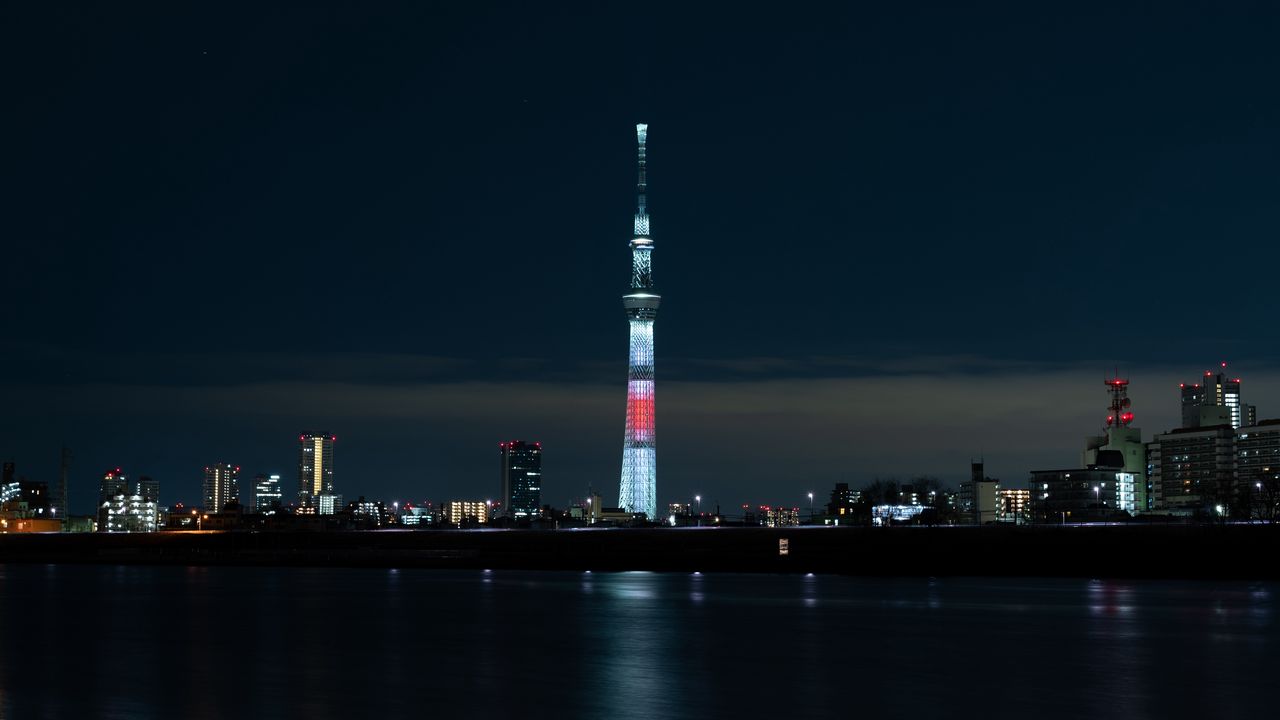 Wallpaper tower, night city, panorama, city lights, tokyo, japan