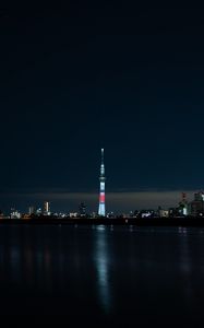 Preview wallpaper tower, night city, panorama, city lights, tokyo, japan