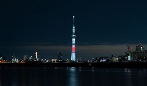 Preview wallpaper tower, night city, panorama, city lights, tokyo, japan