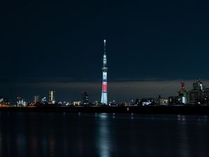 Preview wallpaper tower, night city, panorama, city lights, tokyo, japan