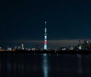 Preview wallpaper tower, night city, panorama, city lights, tokyo, japan