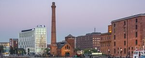 Preview wallpaper tower, pipe, buildings, pond, reflection