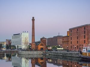 Preview wallpaper tower, pipe, buildings, pond, reflection