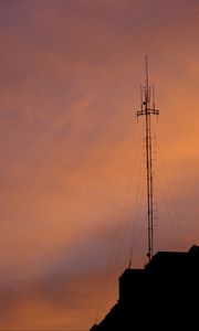 Preview wallpaper tower, silhouette, sunset, sky, dark