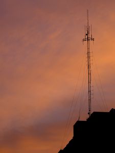 Preview wallpaper tower, silhouette, sunset, sky, dark