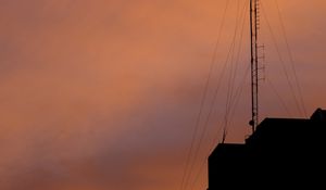 Preview wallpaper tower, silhouette, sunset, sky, dark