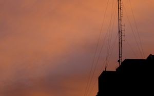 Preview wallpaper tower, silhouette, sunset, sky, dark