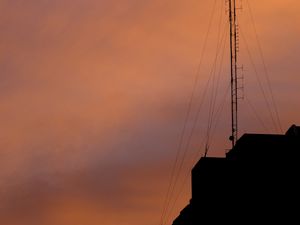 Preview wallpaper tower, silhouette, sunset, sky, dark