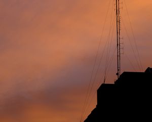 Preview wallpaper tower, silhouette, sunset, sky, dark