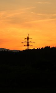 Preview wallpaper tower, silhouette, sunset, dark
