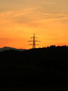 Preview wallpaper tower, silhouette, sunset, dark