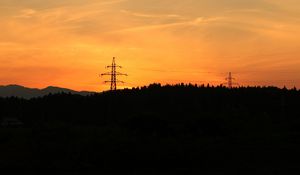 Preview wallpaper tower, silhouette, sunset, dark
