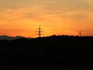 Preview wallpaper tower, silhouette, sunset, dark