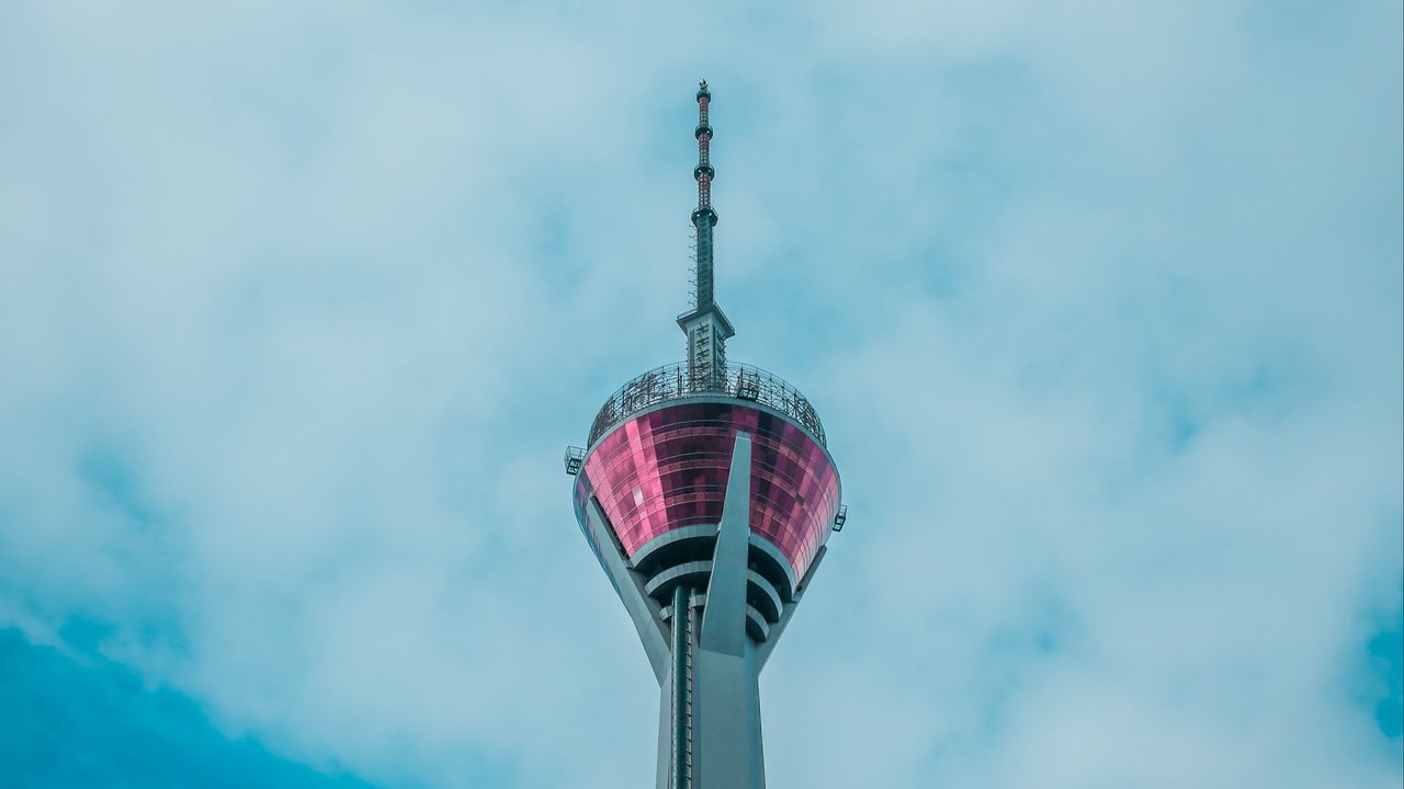 Wallpaper tower, sky, architecture, minimalism, clouds