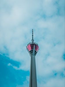 Preview wallpaper tower, sky, architecture, minimalism, clouds