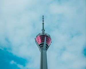 Preview wallpaper tower, sky, architecture, minimalism, clouds