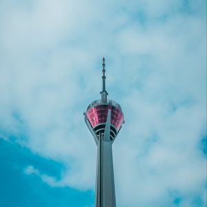 Preview wallpaper tower, sky, architecture, minimalism, clouds