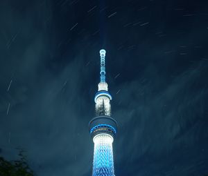 Preview wallpaper tower, skyscraper, backlight, illumination, tokyo