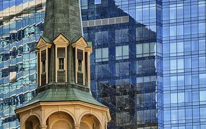 Preview wallpaper tower, skyscraper, buildings, architecture, specular, reflection