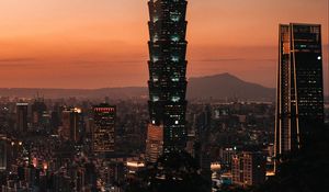 Preview wallpaper tower, skyscraper, city, aerial view, buildings, architecture