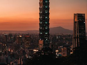 Preview wallpaper tower, skyscraper, city, aerial view, buildings, architecture