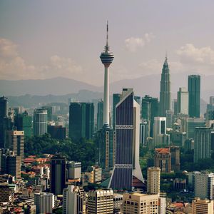 Preview wallpaper tower, skyscrapers, buildings, city, view