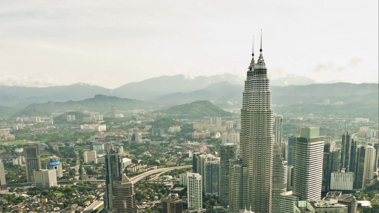 Wallpaper tower, skyscrapers, buildings, aerial view, city