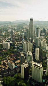 Preview wallpaper tower, skyscrapers, buildings, aerial view, city