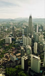 Preview wallpaper tower, skyscrapers, buildings, aerial view, city