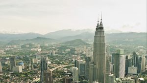Preview wallpaper tower, skyscrapers, buildings, aerial view, city