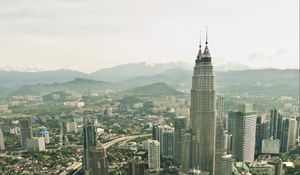 Preview wallpaper tower, skyscrapers, buildings, aerial view, city