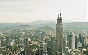 Preview wallpaper tower, skyscrapers, buildings, aerial view, city