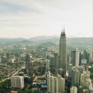 Preview wallpaper tower, skyscrapers, buildings, aerial view, city