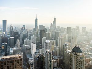 Preview wallpaper tower, skyscrapers, city, buildings, road
