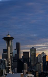 Preview wallpaper tower, skyscrapers, city, buildings, sky, seattle, usa