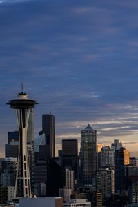 Preview wallpaper tower, skyscrapers, city, buildings, sky, seattle, usa