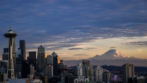 Preview wallpaper tower, skyscrapers, city, buildings, sky, seattle, usa