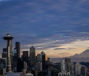 Preview wallpaper tower, skyscrapers, city, buildings, sky, seattle, usa