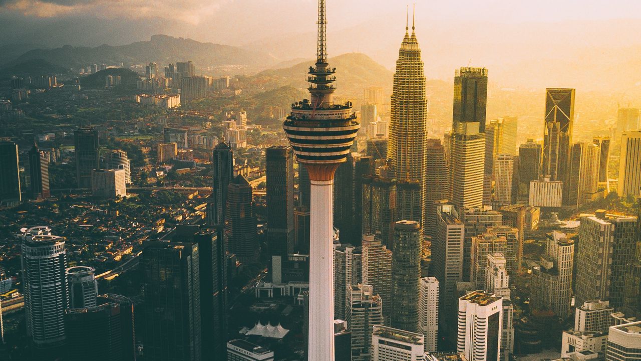 Wallpaper tower, skyscrapers, dawn, kuala lumpur, malaysia