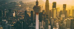 Preview wallpaper tower, skyscrapers, dawn, kuala lumpur, malaysia